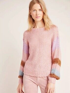 Anthropologie Heartloom Mae Striped Pullover Sweater